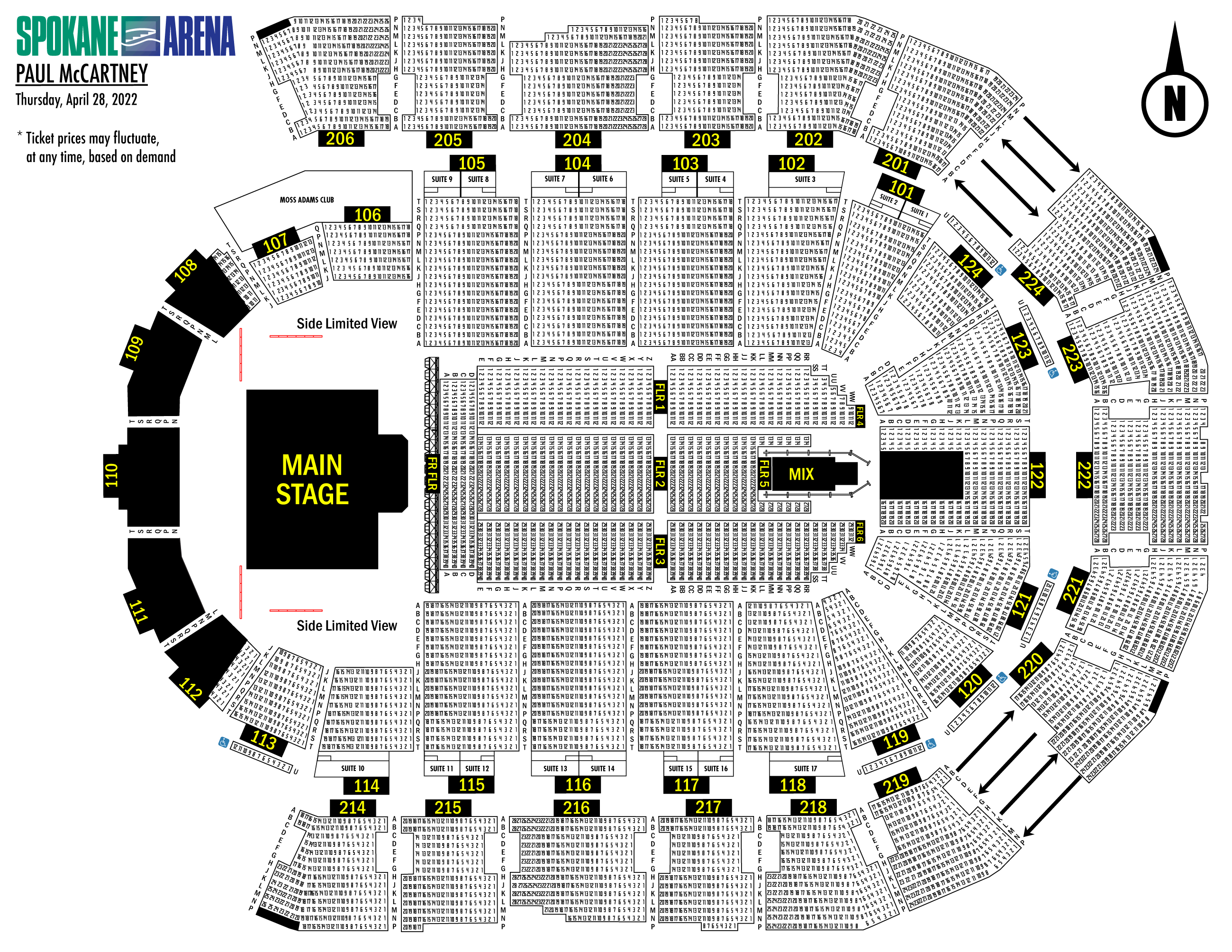 Spokane Arena Seating Map Paul Mccartney | Spokane Arena | Thursday, April 28 | $Tba